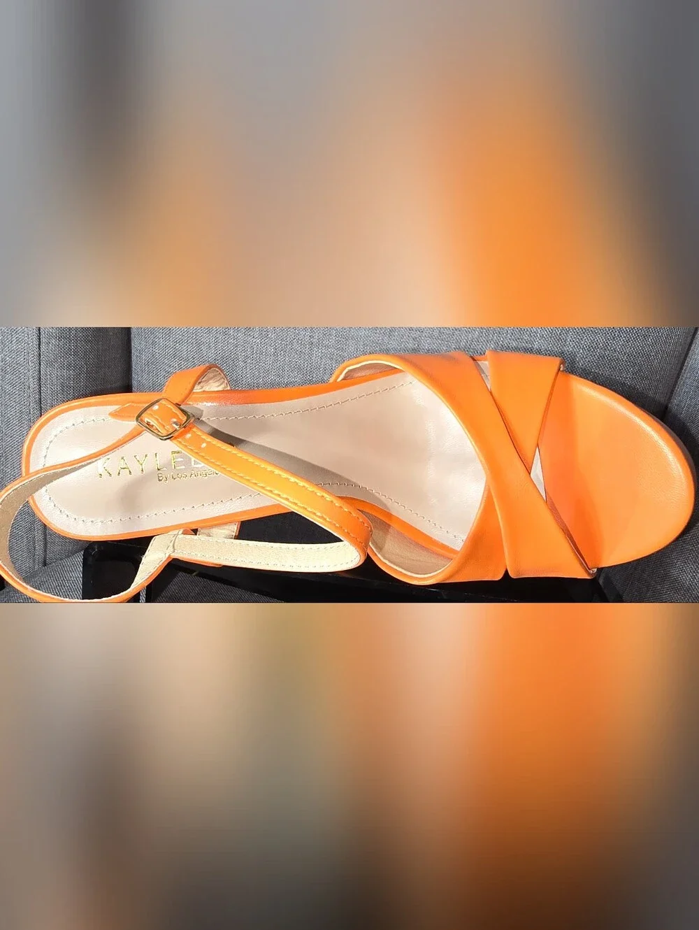 Orange Platform Ankle-Strap Sandals